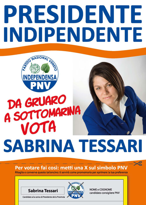 Sabrina Tessari candidato presidente provincia di Venezia del PNV